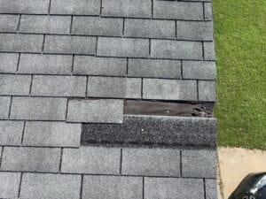 Shingles missing on a mobile home roof