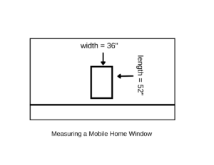 A diagram of a mobile home window measurement