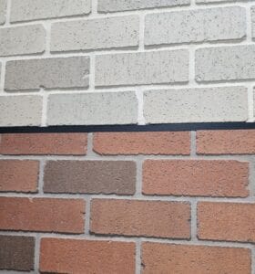 A brick backsplash
