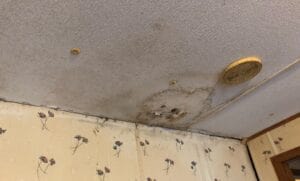 Water stains on ceiling causing damage