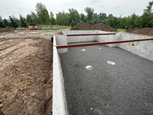 A foundation with poured walls