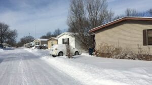 A snow storm that hit a mobile home park