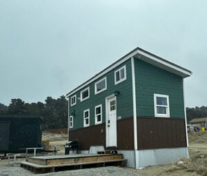 A 2 story mobile home on a foundation