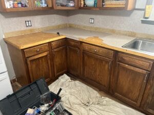 A kitchen being remodeled