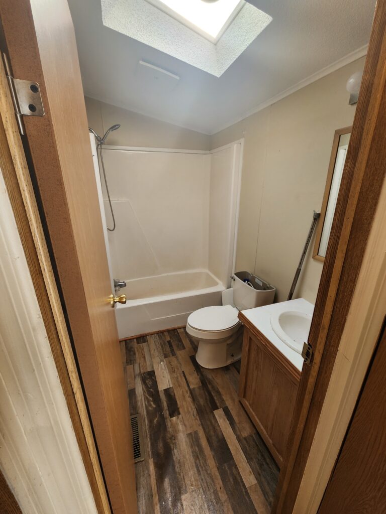 A completely remodeled bathroom in a manufactured home