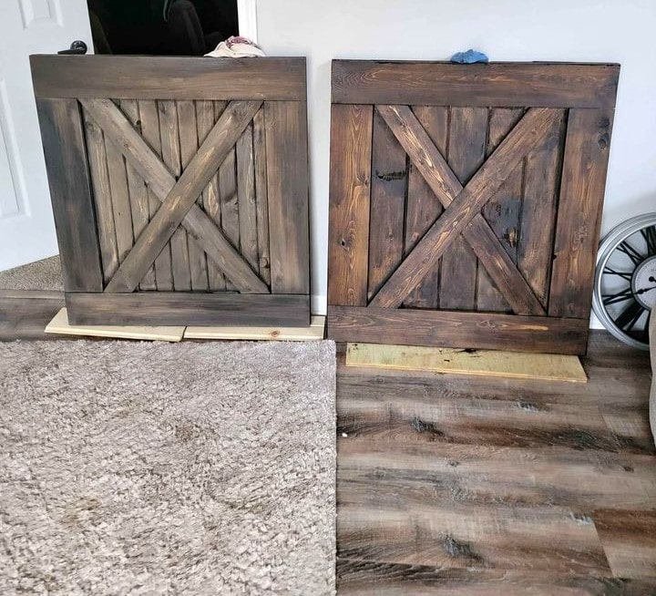 A set of rustic wooden dutch doors