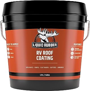 A liquid coating in a bucket used for roofs