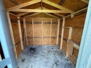 Showing the inside of a clean mobile home shed