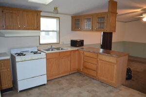 A full kitchen in a mobile home park