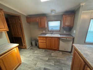 A large kitchen in a mobile home