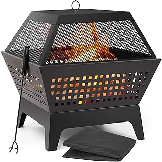 A metal fire pit that has a top to it