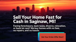 A banner ad for selling your home fast for cash in Saginaw, MI